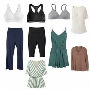 9 piece bundle women's large rompers tops sports bras Aerie VS Sport